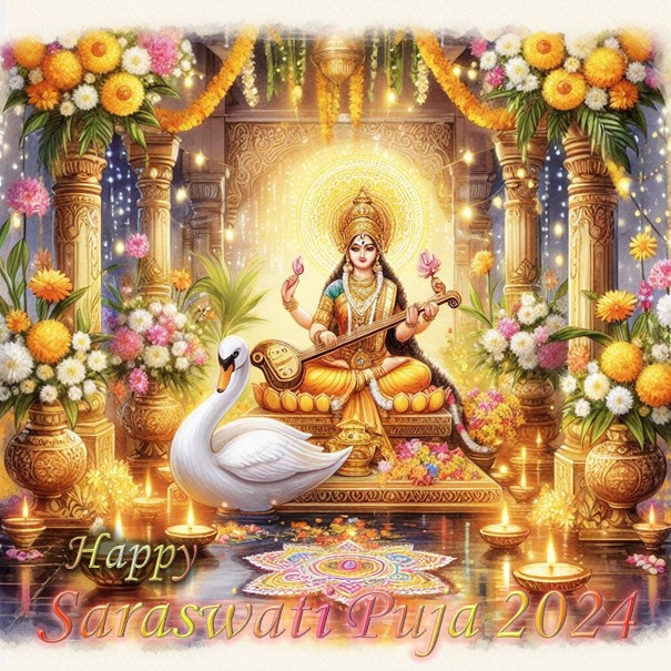 Happy Saraswati Puja 2024 Wishes in Odia Images & Greetings
